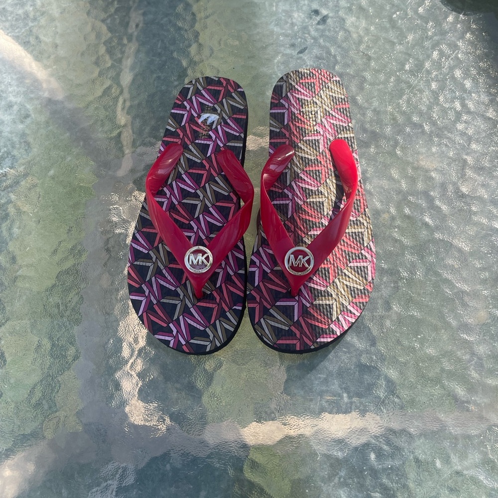 Michael Kors Red and Black Patterned Sandals